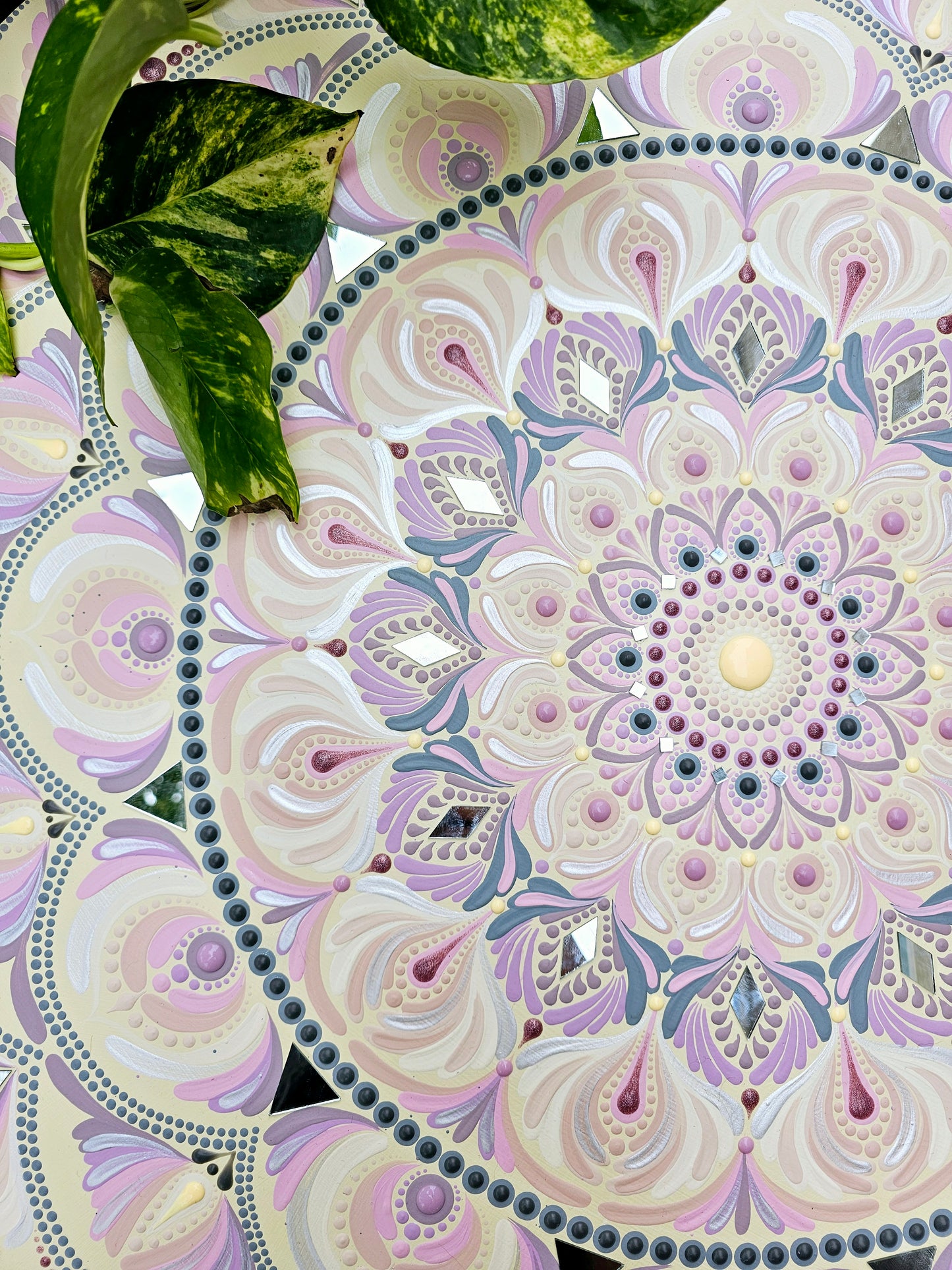 30” Hand-Painted Dot Mandala – Pastel Petal Bloom