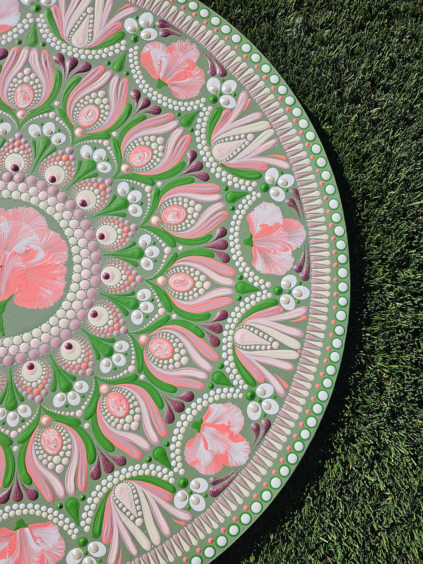 18" January Birth Flowers Dot Mandala