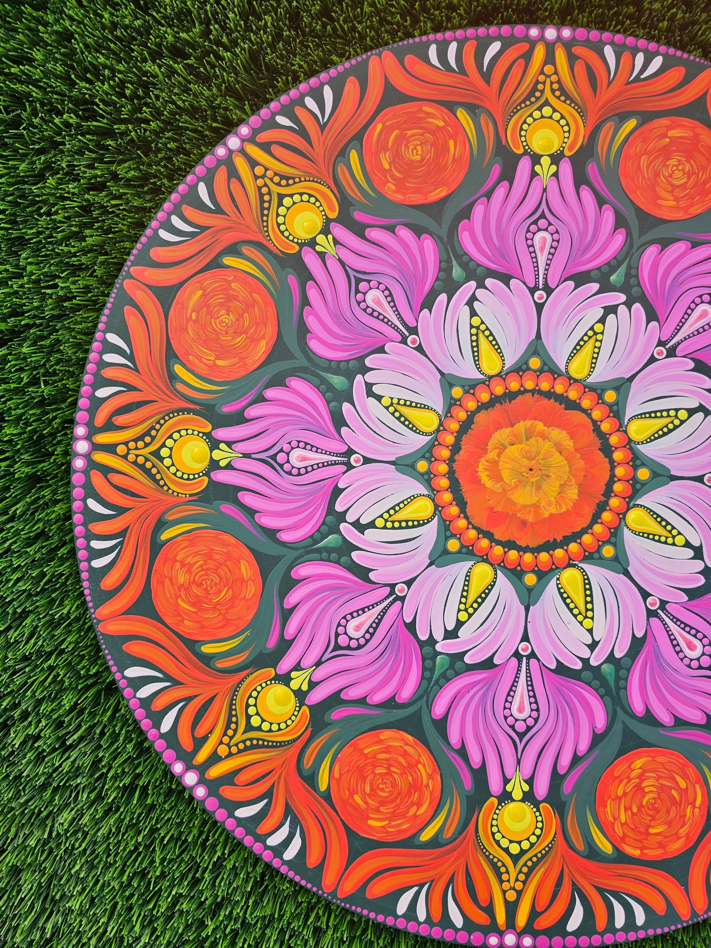 18” October Birth Flowers Mandala - Marigold and Cosmos